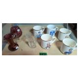 Etched Cranberry Glass Brandy Sniffer, Crackle