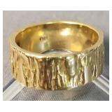 14k Gold Ring 3.8 Dwt. Naturalist Tree Bark