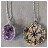 2 Jtv Sterling Silver 18' Necklace With Pendants.