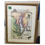 The Chesapeake Bay Framed Map 20x25'