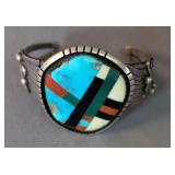 Native American Indian Style Silver Cuff Bracelet