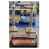 Brass Candlesticks, Leather Sunglasses Case