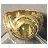 14k Gold Ring Tigers Eye 8.1 Dwt Total Weight