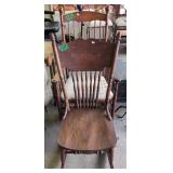 2 Rocking Chairs. Oak Pressed Back, Maple Rocking