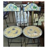2 Mediterranean-style Folding Bistro Chairs