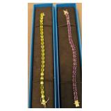 2 Jtv Sterling Silver Colored Stone Bracelets. 7'