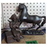 Cast Metal Pirate Coin Bank Missing Its Bottom,