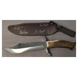 Autographed Sheath Hen & Rooster Hunting Bowie