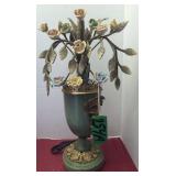 Italian Toleware Floral Are Deco Style Table Lamp
