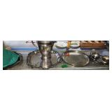 Silver Plate Pitcher, Creamer And Sugar, Serving