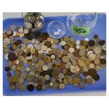 Large Lot Of Foreign Coins In Glass Containers