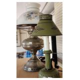 Rayo Converted Oil Lamp, Toleware Chamber Stick