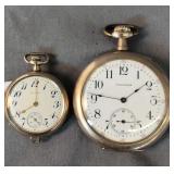 2 Gold Pocket Watches. Waltham, Elgin. Gold