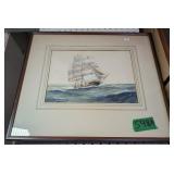 1937 A. Mckeanin Tallship Gouash Watercolor