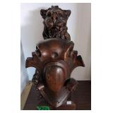 High Detail Well Carved Lion W Shield Sculpture