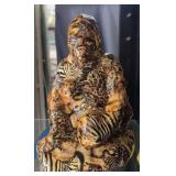 Zebra Leopard Print Paper Mache Style Monkey