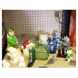 Fenton Green Glass Boot, Shirley Temple Pitcher,