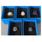 5 Jtv Sterling Silver Rings. Purple Stone, Cz,