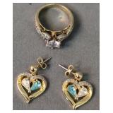 3 Pc Danbury Mint Together Forever Ring Earring