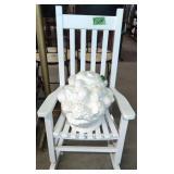 Child Size White Rocking Chair, Ceramic Fruit