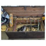 Tools. Wooden Flat  Top Foot Locker Tool Chest