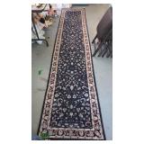 Blue Wool Oriental Rug Runner Rug 30x146'