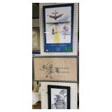 3 Pictures. Ebee Signed Bird Line Art Drawing.