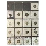 17 Silver Dimes. Seated Liberty, Barber. 1914 -