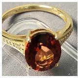 Jtv 10k Gold Ring 2.5 Dwt, Red Stone