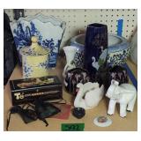 Decorative Blue And White Vase, Bowl, Covered