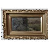Antique Miniature O/c Painting Landscape Woods