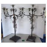 2 Decorative Candle Holders With Plastic Grapes.