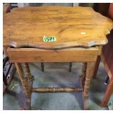 Antique Turtle Top Single Drawer Side Table