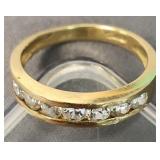 14k Gold Ring Channel Set Clear Stones. 1.7 Dwt.