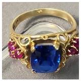 14k Gold Sapphire Ruby Ring 2.8 Dwt Total Weight