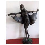 Bronze Art Deco Bat Dancer Woman Sculpture
