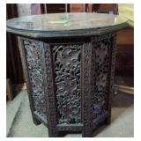 Glass Top Anglo Indian Folding Table With Highly