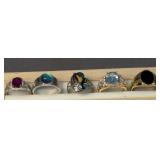 5 Sterling Silver Rings, Native American Indian