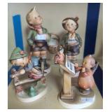 4 Hummel Figurines. Retreat To Safety, Bird Duet,