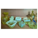 Vaseline Glass, Green Depression Glass.