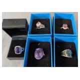 5 Jtv Sterling Silver Rings. Colored Stones.