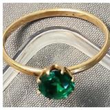 10k Gold Emerald Ring 0.7 Dwt. Unmarked, Acid