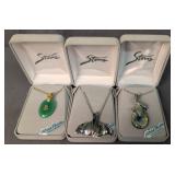 3 Wild Pearl Abalone Jewelry Necklaces. Green