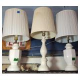 3 Modern White Table Lamps. Up To 37' Tall