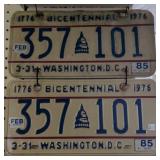 Bicentennial Washington Dc License Plates 1985.