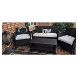 Vinyl Wicker Patio Set. Armchairs, Love Seat,
