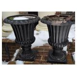 2 Fiberglass Urn Planters. 17x22'. Outside Left