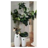 2 Designer White Ceramic Vases Planters