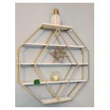 Atomic Style Gold Tone Decorative Wall Art Shelf