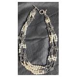 Sterling Silver Pearl 16' Necklace 38 Dwt Total